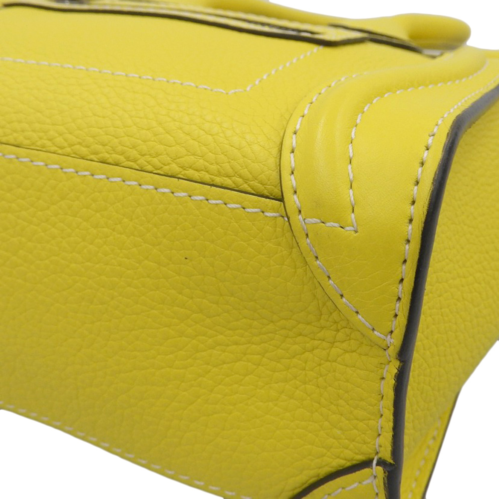 http://セリーヌ%20CELINE%20ラゲージ%20ナノショッパー%202WAYバッグ%20ハンドバッグ%20ショルダーバッグ%20レザー%20イエロー%20中古%20OB2069
