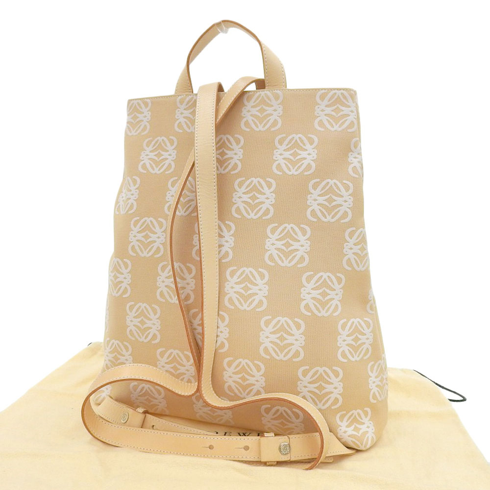 http://ロエベ%20LOEWE%20リュックサック%20バックパック%20アナグラム%20キャンバス/レザー%20ベージュ%20中古%20OB2074