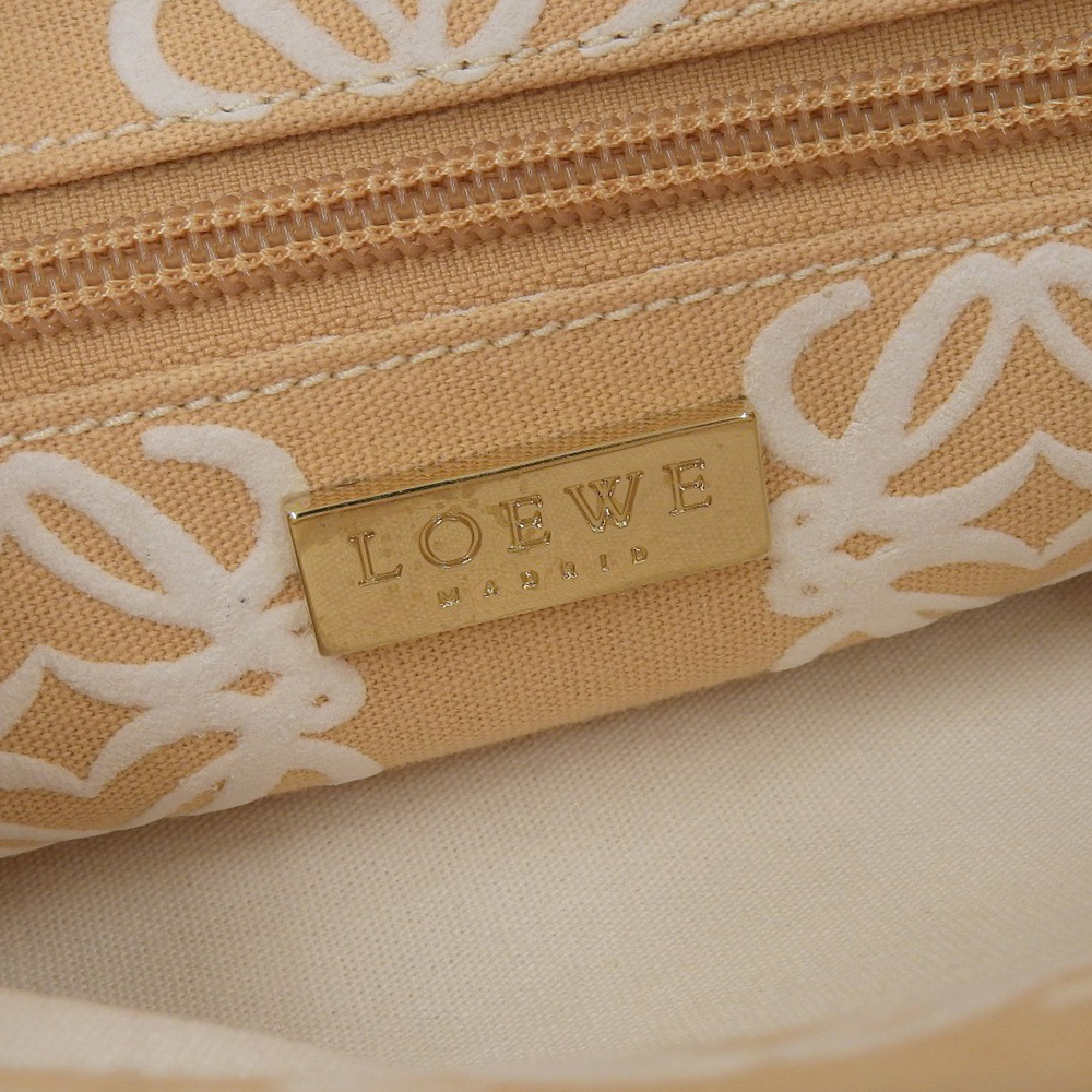 http://ロエベ%20LOEWE%20リュックサック%20バックパック%20アナグラム%20キャンバス/レザー%20ベージュ%20中古%20OB2074