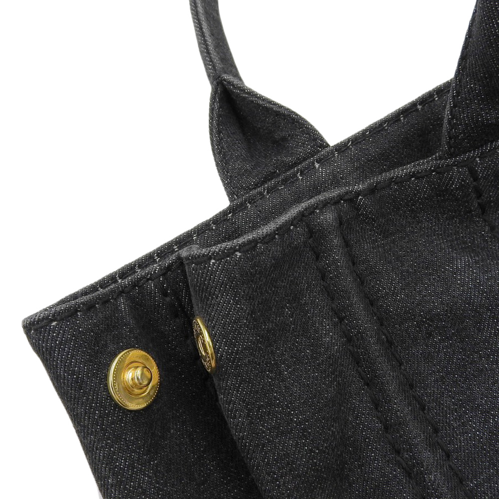 http://プラダ%20PRADA%20カナパ%202WAYバッグ%20ハンドバッグ%20トートバッグ%20ショルダーバッグ%20デニム%20ブラック%20中古%20OB2077