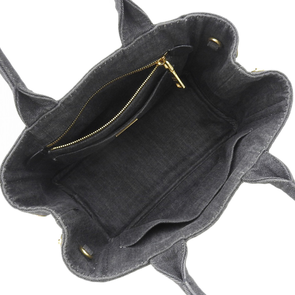 http://プラダ%20PRADA%20カナパ%202WAYバッグ%20ハンドバッグ%20トートバッグ%20ショルダーバッグ%20デニム%20ブラック%20中古%20OB2077