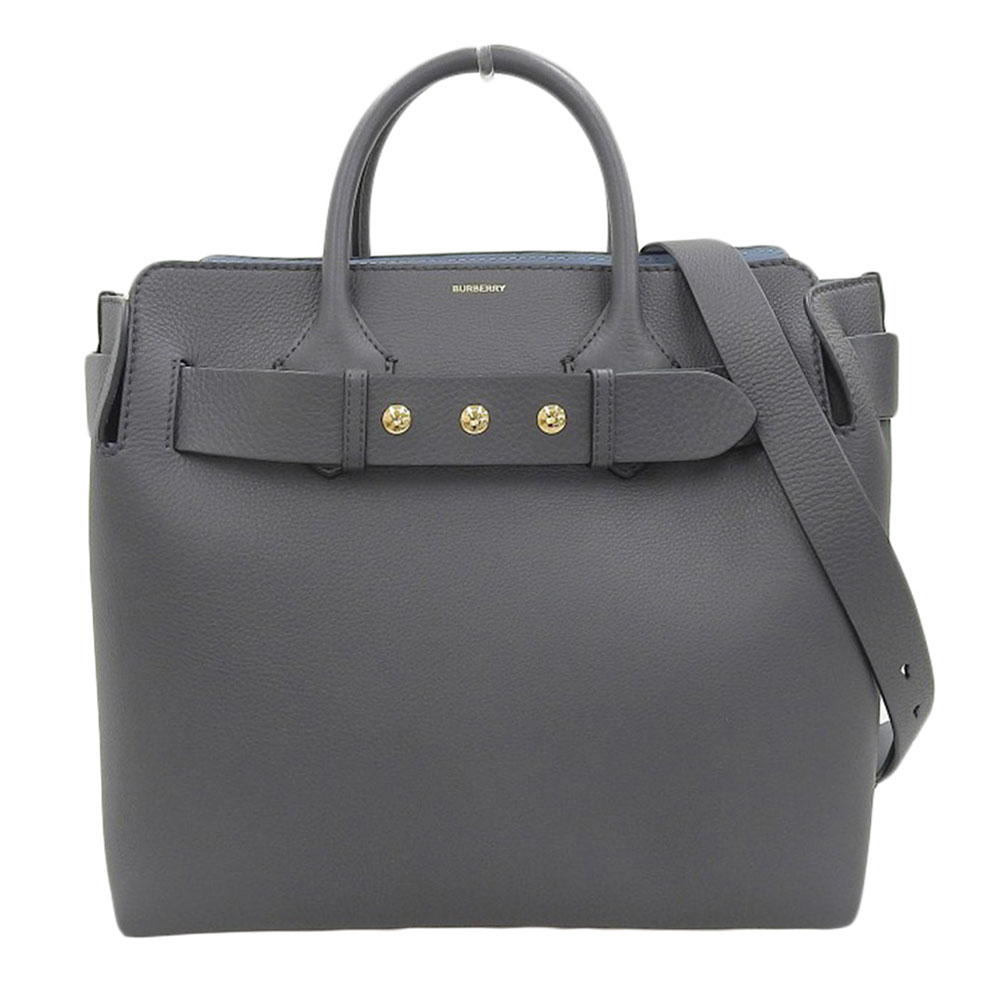 バーバリー BURBERRY ベルトバッグ 2WAYバッグ トートバッグ ショルダーバッグ レザー グレー 8009502 中古 OB2078
