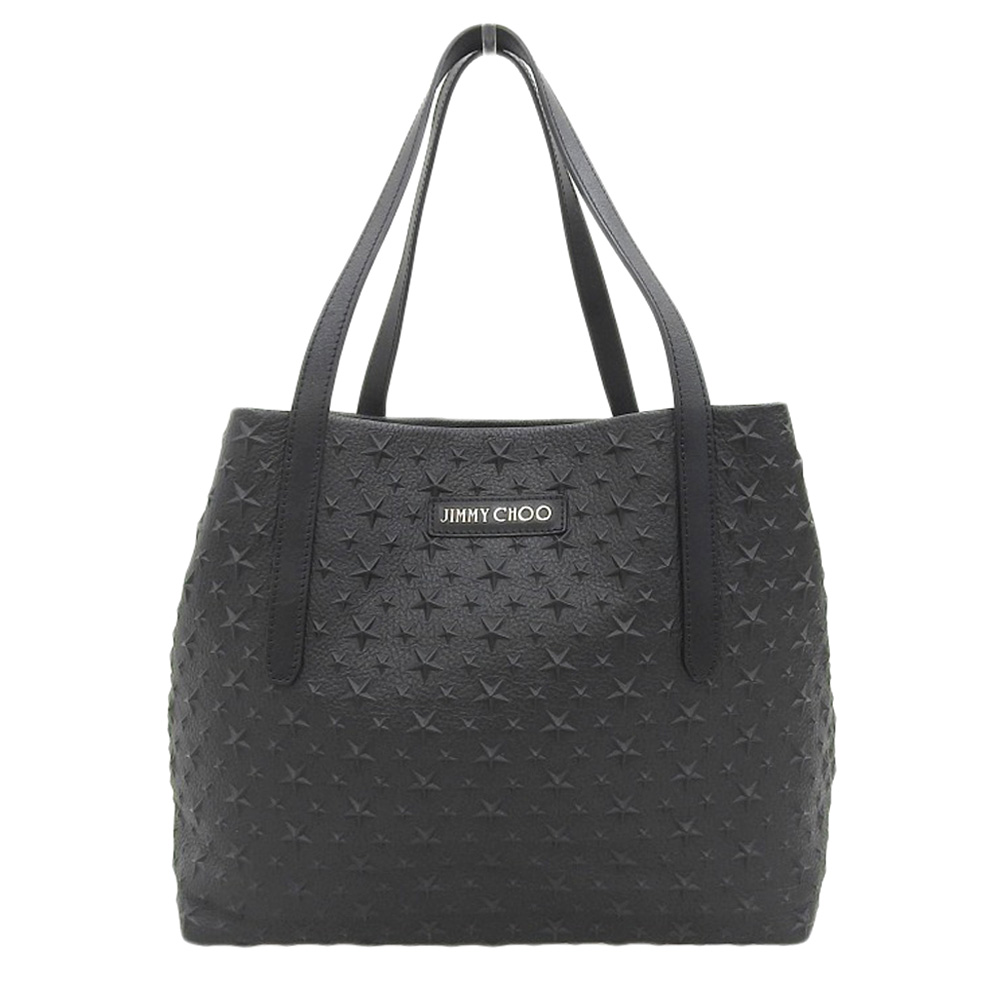 http://ジミーチュウ%20JIMMY%20CHOO%20トートバッグ%20スターエンボス%20レザー%20ブラック%20中古%20OB2079