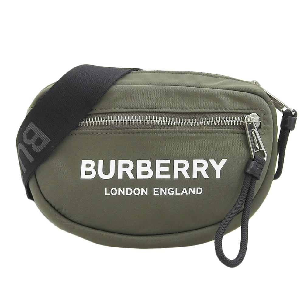 バーバリー BURBERRY ベルトバッグ ボディバッグ ウエストバッグ ナイロン カーキ/ブラック 美品 OB2081