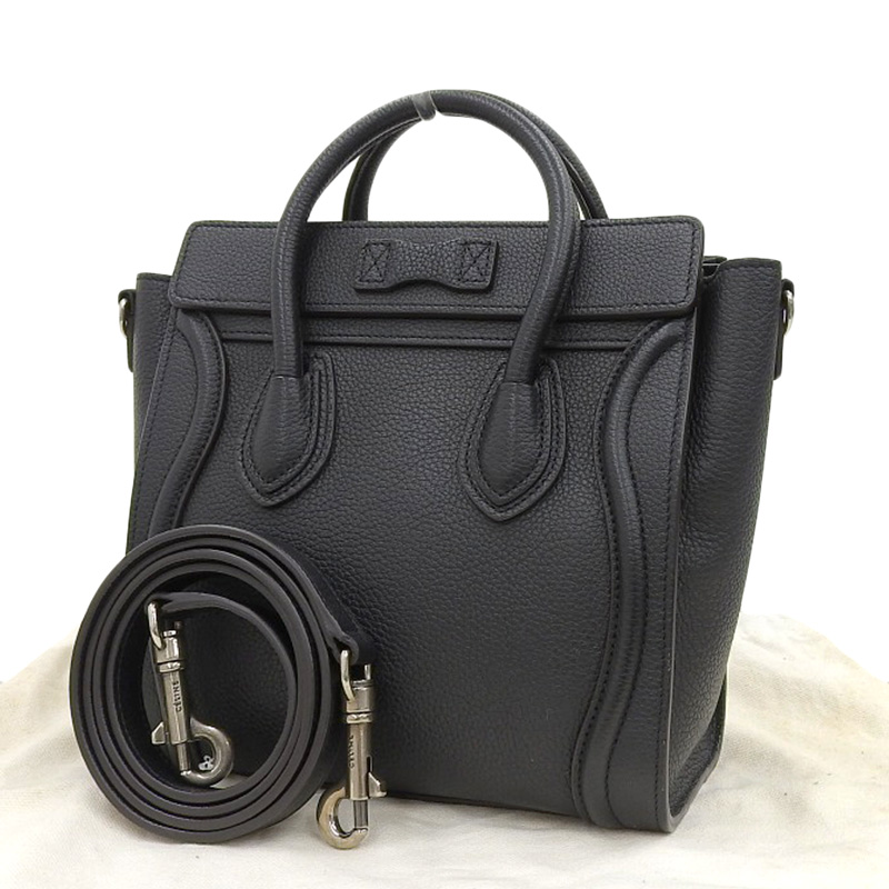 http://セリーヌ%20CELINE%20ラゲージ%20ナノショッパー%202WAYバッグ%20ハンドバッグ%20ショルダーバッグ%20レザー%20ブラック%20168243%20中古%20OB2132