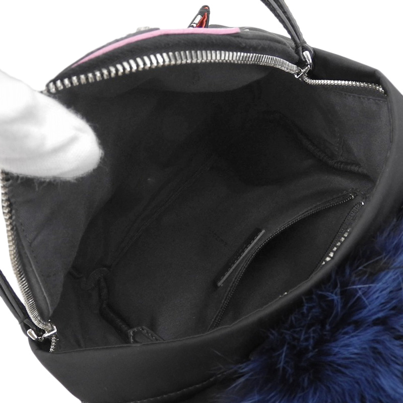 http://フェンディ%20FENDI%20モンスター%20バックパック%20リュックサック%20ナイロン/レザー%20ブラック%208BZ038%20中古%20OB2133