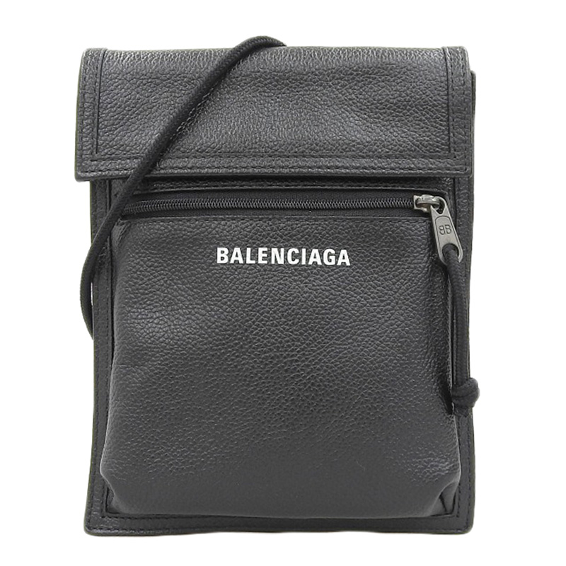 バレンシアガ BALENCIAGA エクスプローラー ショルダーバッグ レザー ブラック 532298 中古 OB2136