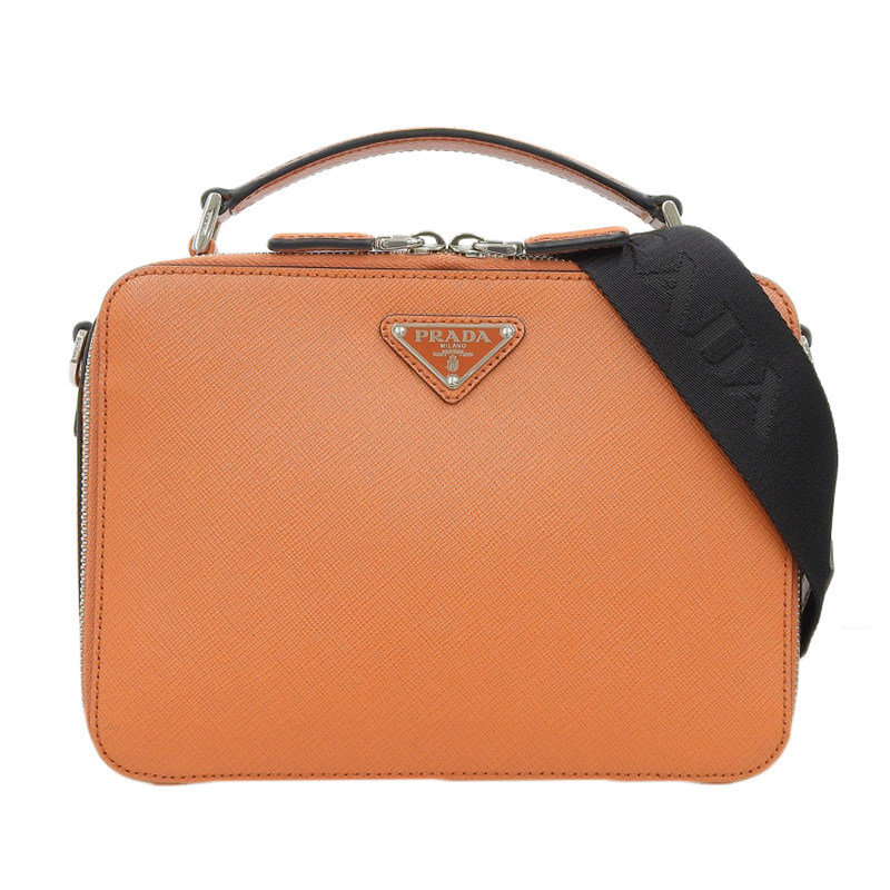 プラダ PRADA ブリック 2WAYバッグ ハンドバッグ ショルダーバッグ サフィアーノレザー オレンジ 2VH069 中古 OB2140