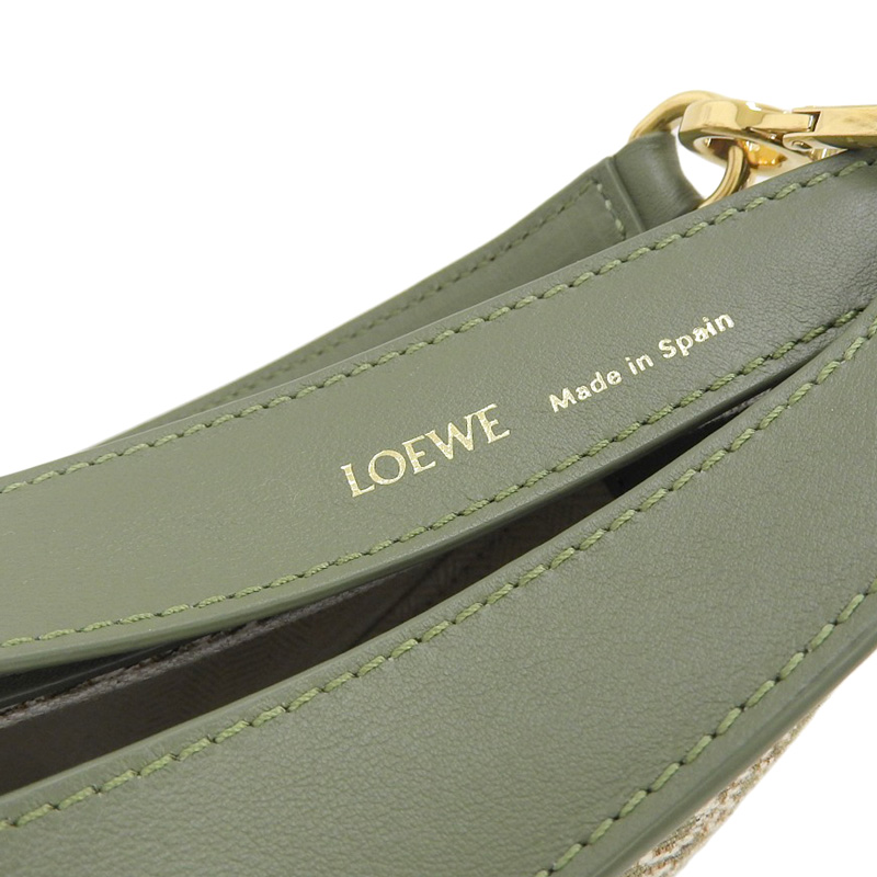 http://ロエベ%20LOEWE%20アナグラム%20ルナ%20ショルダーバッグ%20ワンショルダー%20キャンバス/レザー%20グリーン%20A923PM1X02%20中古%20OB2141