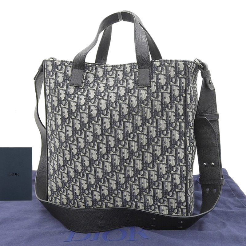 http://ディオール%20CHRISTIAN%20DIOR%20サドル%202WAYバッグ%20トートバッグ%20ショルダーバッグ%20オブリーク%20キャンバス/レザー%20ネイビー%20中古%20OB2144