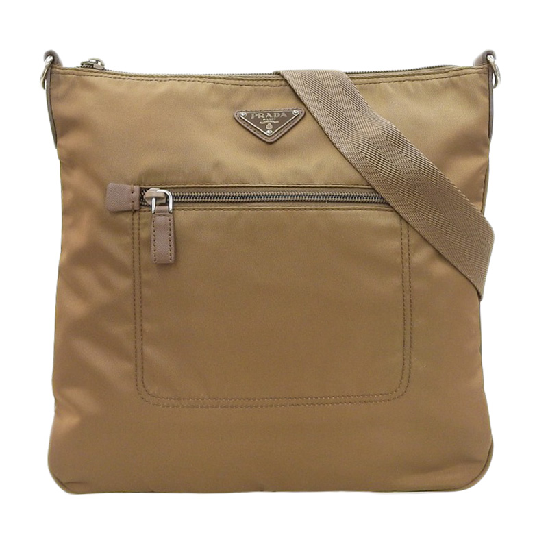プラダ PRADA ショルダーバッグ テスート ナイロン/レザー ブラウン BT0715 中古 OB2150