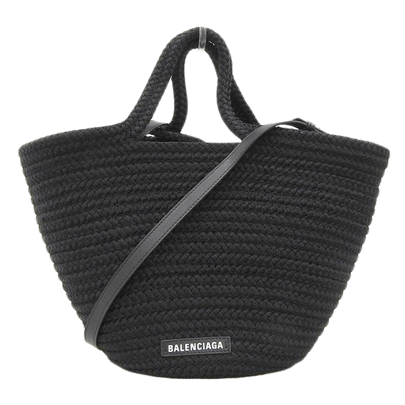 http://バレンシアガ%20BALENCIAGA%20イビザ%20ミディアム%20バスケット%202WAY%20ハンド%20ショルダーバッグ%20ナイロン/レザー%20黒%20695611%20中古%20OB2156