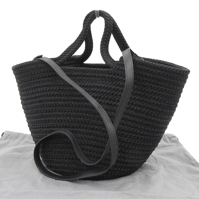http://バレンシアガ%20BALENCIAGA%20イビザ%20ミディアム%20バスケット%202WAY%20ハンド%20ショルダーバッグ%20ナイロン/レザー%20黒%20695611%20中古%20OB2156