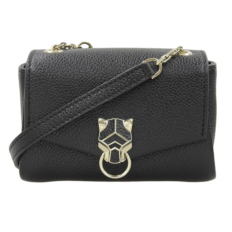 カルティエ CARTIER パンテールドゥカルティエ チェーンバッグ マイクロ ショルダーバッグ レザー ブラック L3002045 美品 OB2166