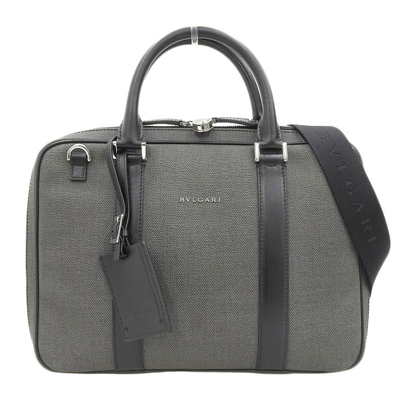 http://ブルガリ%20BVLGARI%20ウィークエンド%202WAYバッグ%20ビジネスバッグ%20ショルダーバッグ%20PVC/レザー%20グレー/ブラック%20中古%20BV0151