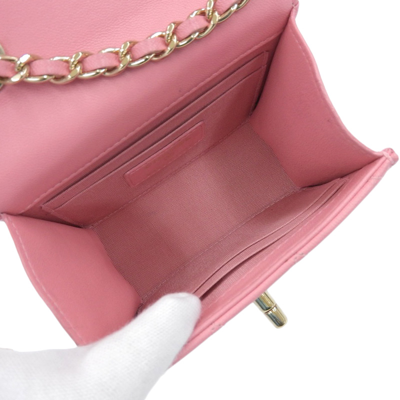 http://シャネル%20CHANEL%20ショルダーバッグ%20チェーンショルダー%20ラムスキン%20ピンク%20中古%20CH0952