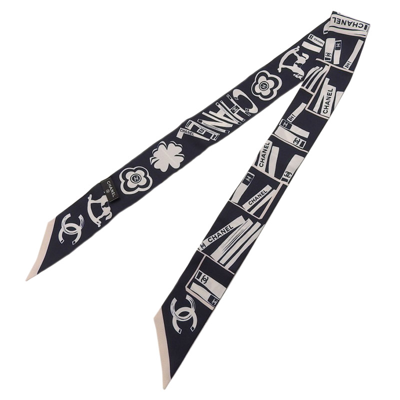 http://シャネル%20CHANEL%20ツイリー%20ココマーク%20スカーフ%20シルク%20ネイビー%20美品%20CH0969