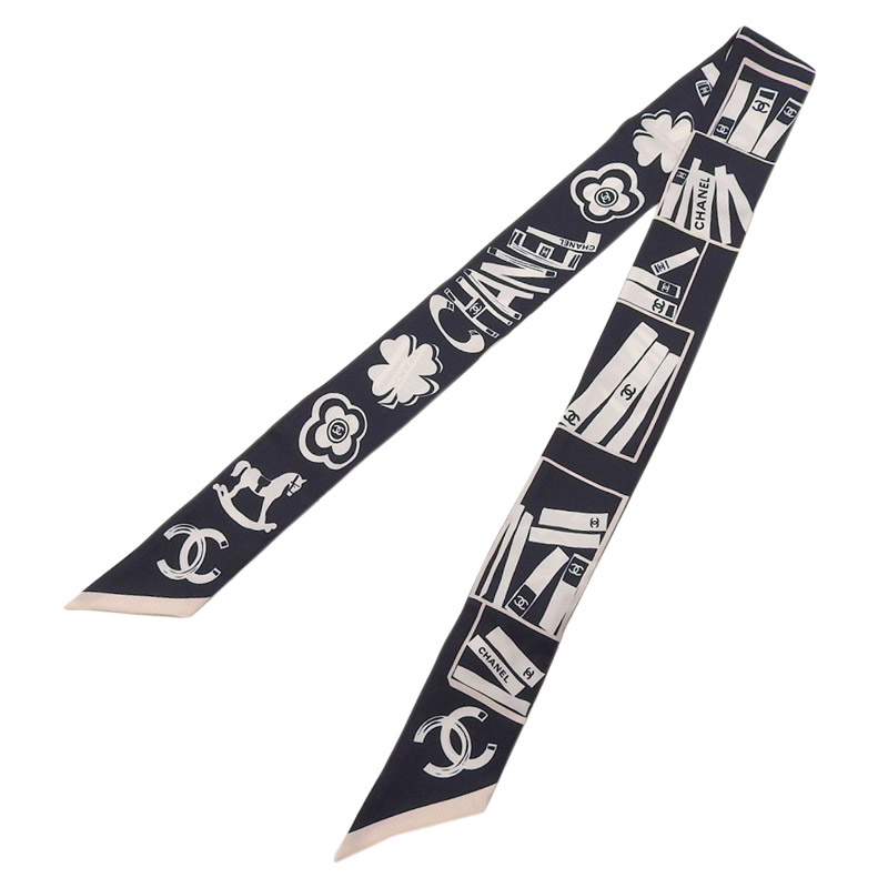http://シャネル%20CHANEL%20ツイリー%20ココマーク%20スカーフ%20シルク%20ネイビー%20美品%20CH0969