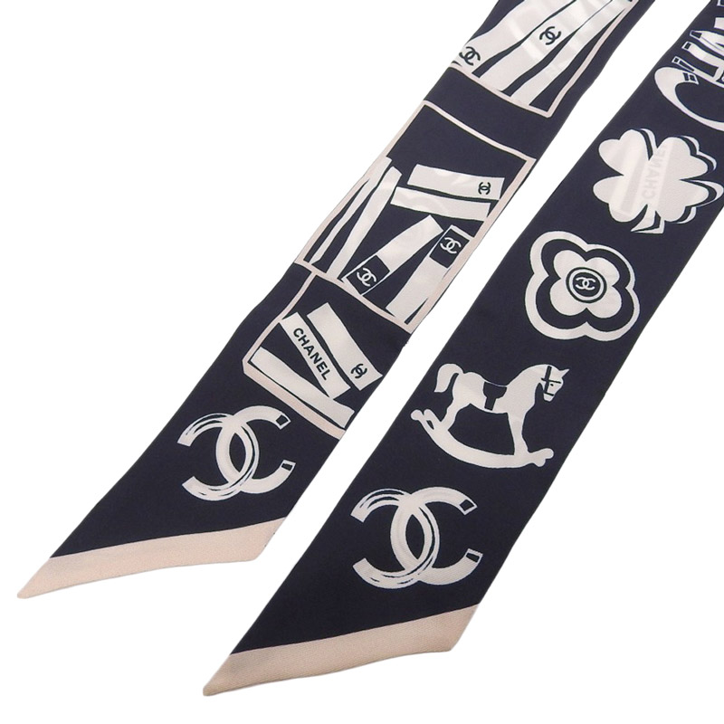 http://シャネル%20CHANEL%20ツイリー%20ココマーク%20スカーフ%20シルク%20ネイビー%20美品%20CH0969