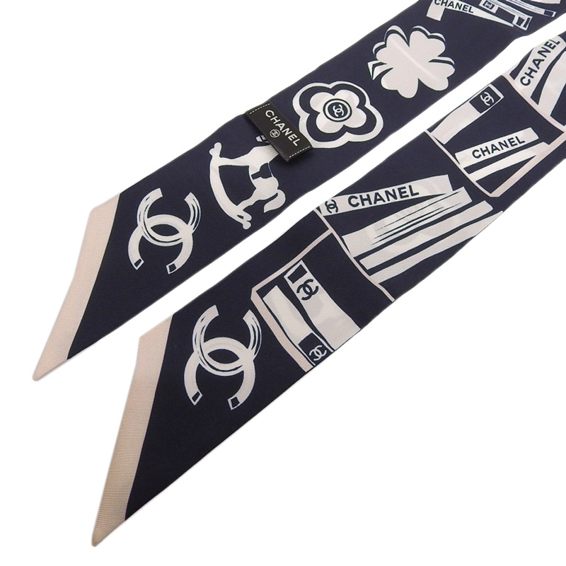 http://シャネル%20CHANEL%20ツイリー%20ココマーク%20スカーフ%20シルク%20ネイビー%20美品%20CH0969