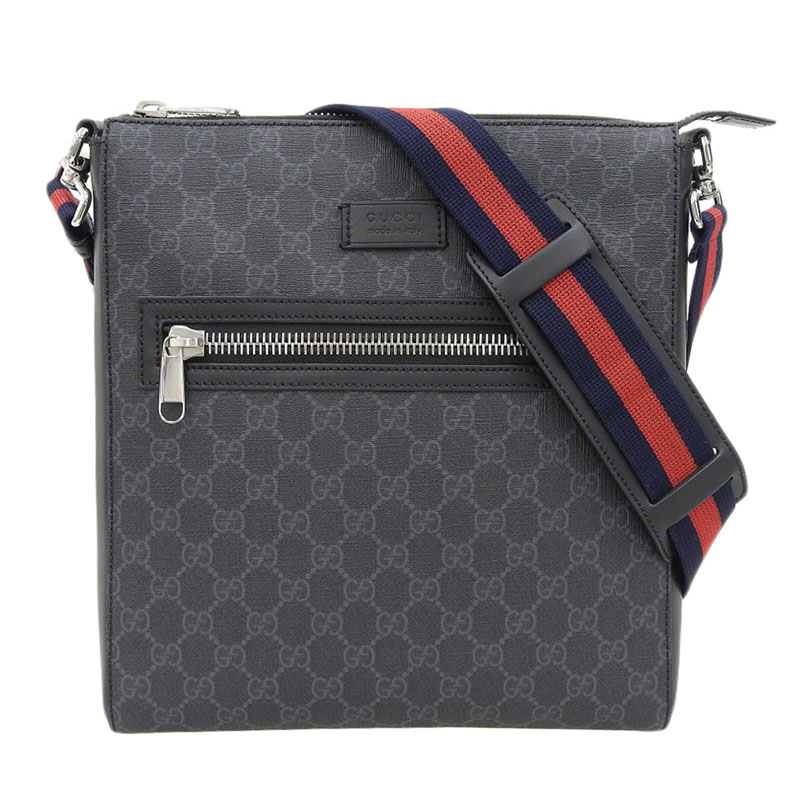 http://グッチ%20GUCCI%20GGスプリーム%20ショルダーバッグ%20斜め掛けショルダー%20PVC/レザー%20ブラック%20474137%20中古%20GU0612