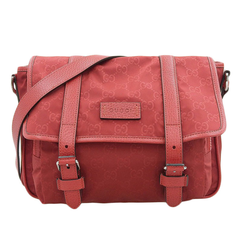 グッチ GUCCI グッチシマ GG ショルダーバッグ 斜め掛けショルダー ナイロン/レザー レッド 510335 中古 GU0615