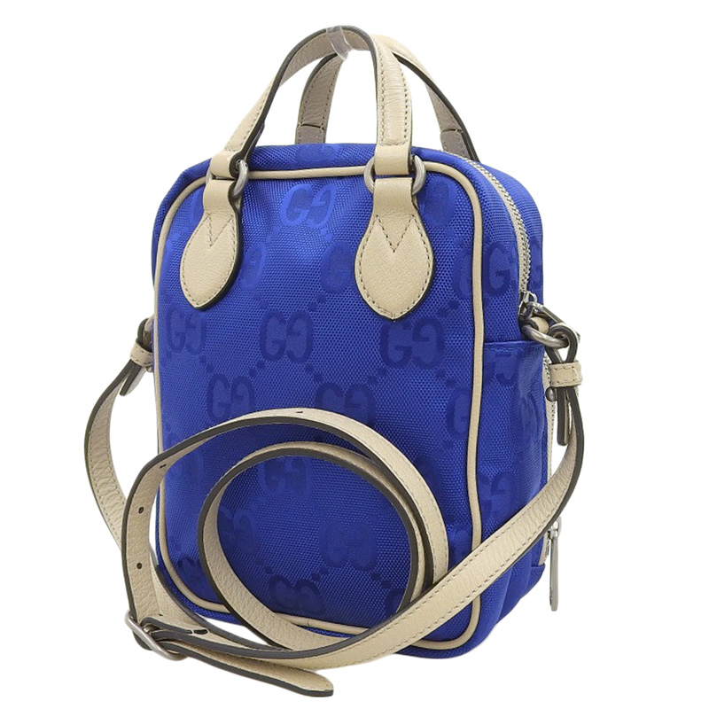 http://グッチ%20GUCCI%20オフザグリッド%202WAYバッグ%20ショルダーバッグ%20ハンドバッグ%20ナイロン/レザー%20ブルー/ベージュ%20625850%20中古%20GU0617