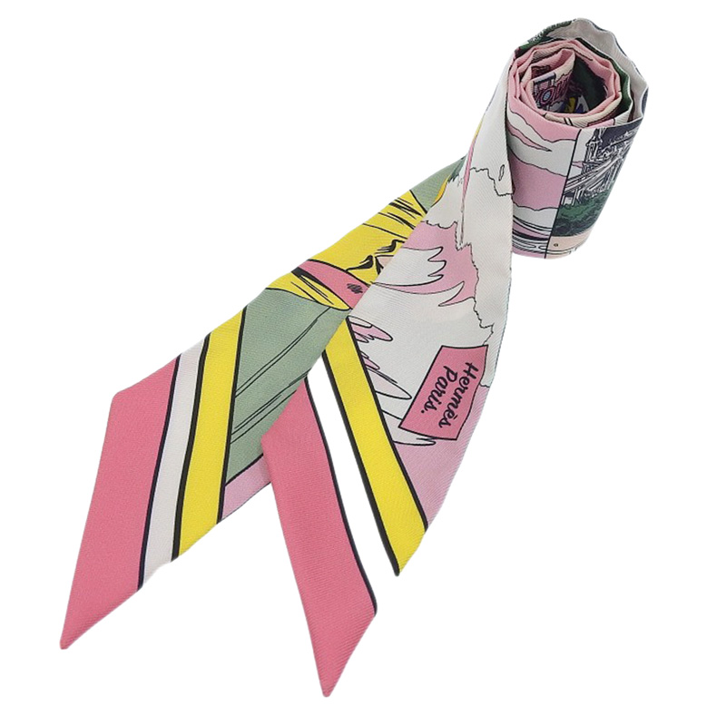 エルメス HERMES ツイリー スカーフ シルク ピンク 中古 HE0974