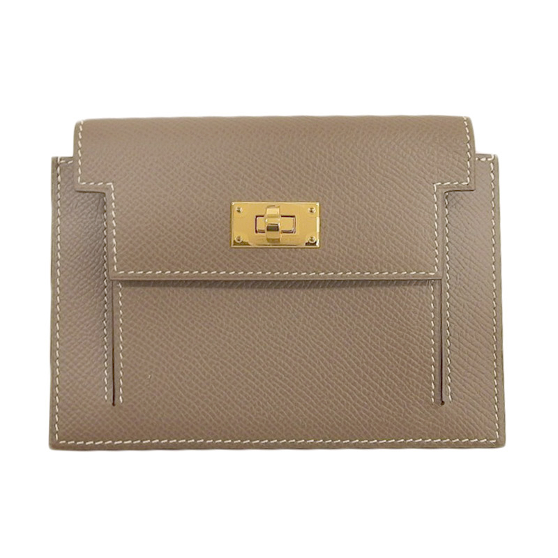 エルメス HERMES ケリーポケット コンパクト コインケース エプソン エトゥープ D刻印 2019年 美品 HE1103