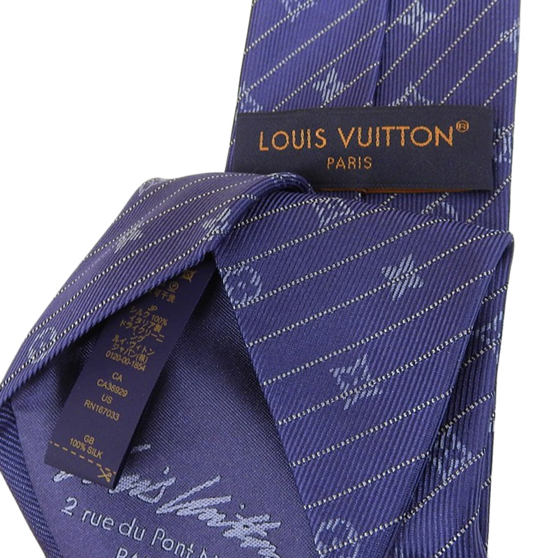 http://ルイヴィトン%20LOUIS%20VUITTON%20モノグラム%20インターレース%20ネクタイ%20シルク%20ブルーマリーヌ%20M79436%20中古%20LV1656