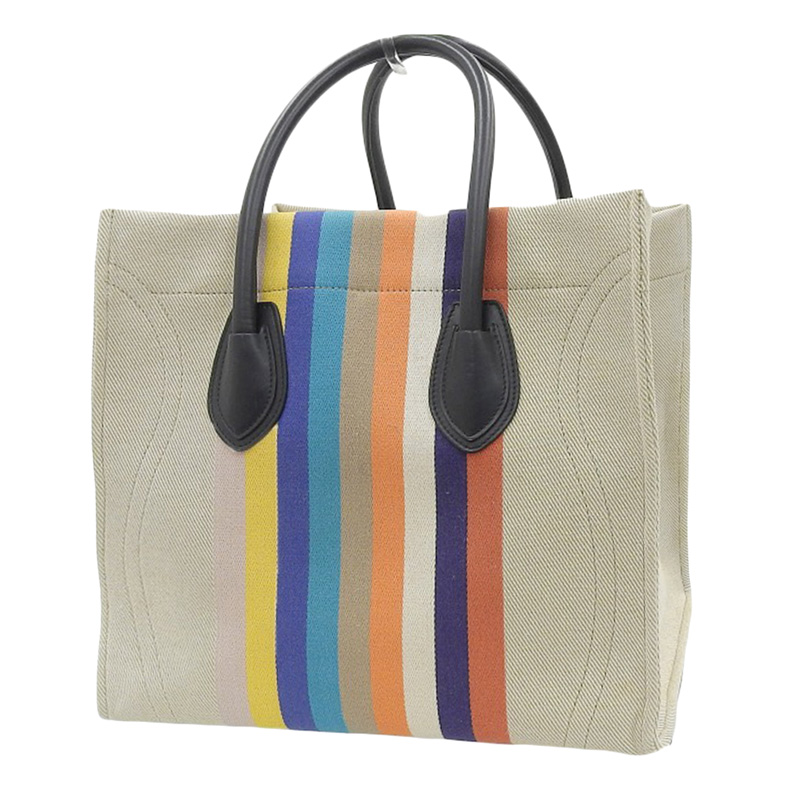 http://セリーヌ%20CELINE%20ラゲージ%20ファントム%20ハンドバッグ%20キャンバス/レザー%20ストライプ%20ベージュ系%20中古%20OB2091