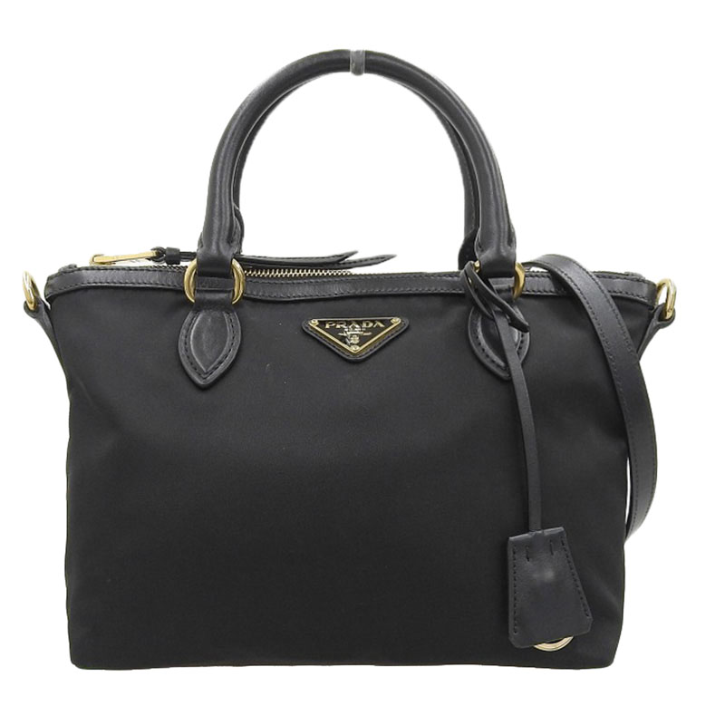 http://プラダ%20PRADA%202WAYバッグ%20ハンドバッグ%20ショルダーバッグ%20ナイロン/レザー%20ブラック%201BA104%20中古%20OB2094