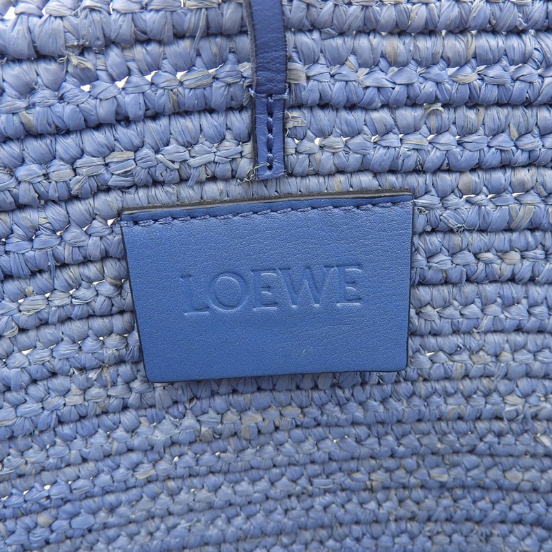 http://ロエベ%20LOEWE%20エレファント%20トートバッグ%20カゴバッグ%20ラフィア%20ブルー%20中古%20OB2098