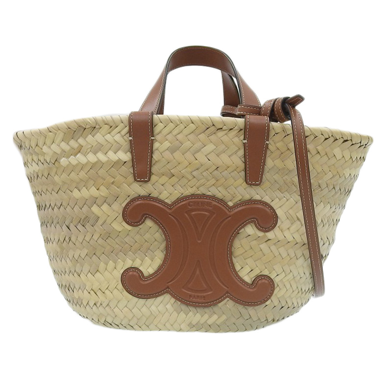http://セリーヌ%20CELINE%20ティーン%20クラシック%20パニエ%202WAY%20カゴバッグ%20ラフィア/レザー%20ナチュラル/ブラウン%20113832EFA.04LU%20中古%20OB2108