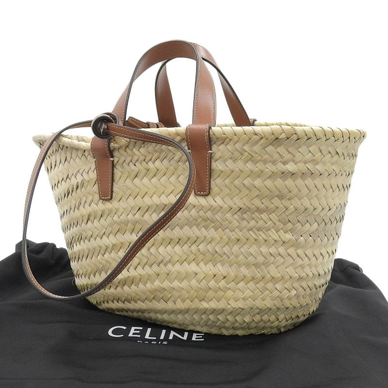 http://セリーヌ%20CELINE%20ティーン%20クラシック%20パニエ%202WAY%20カゴバッグ%20ラフィア/レザー%20ナチュラル/ブラウン%20113832EFA.04LU%20中古%20OB2108