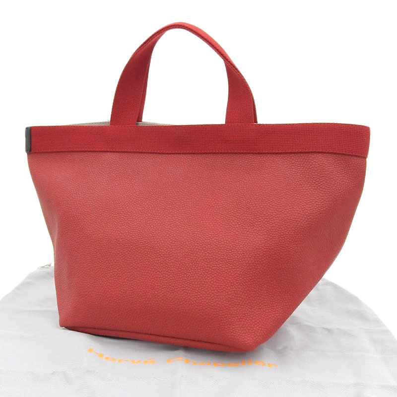 http://エルベシャプリエ%20HERVE%20CHAPELIER%20舟形トートM%20トートバッグ%20キャンバス/レザー%20レッド%20中古%20OB2109