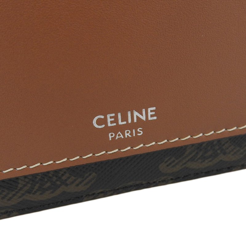 http://セリーヌ%20CELINE%20ホリゾンタルポーチ%20ショルダーバッグ%20トリオンフキャンバス/レザー%20タン%20美品%20OB2118
