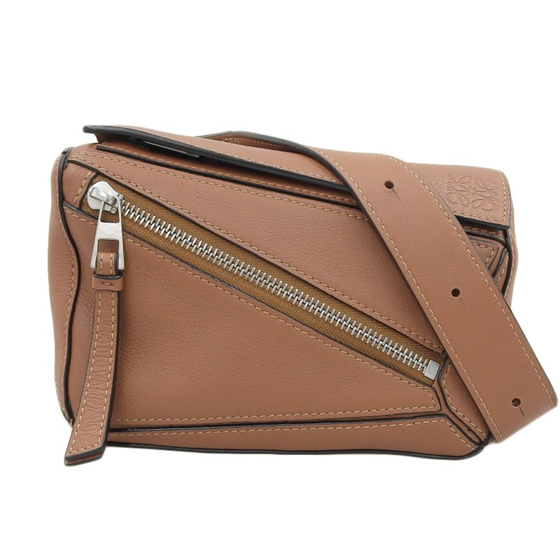 ロエベ LOEWE パズル バムバッグミニ ボディバッグ レザー タン B510EB1 中古 OB2162