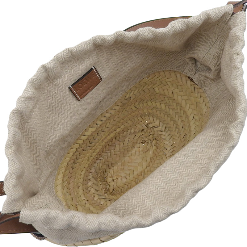 http://ロエベ%20LOEWE%20ドローストリングミニ%20バケットバッグ%20ショルダー%20かご%20ラフィア/レザー%20ナチュラル/タン%20A223222X01%20中古%20OB2171