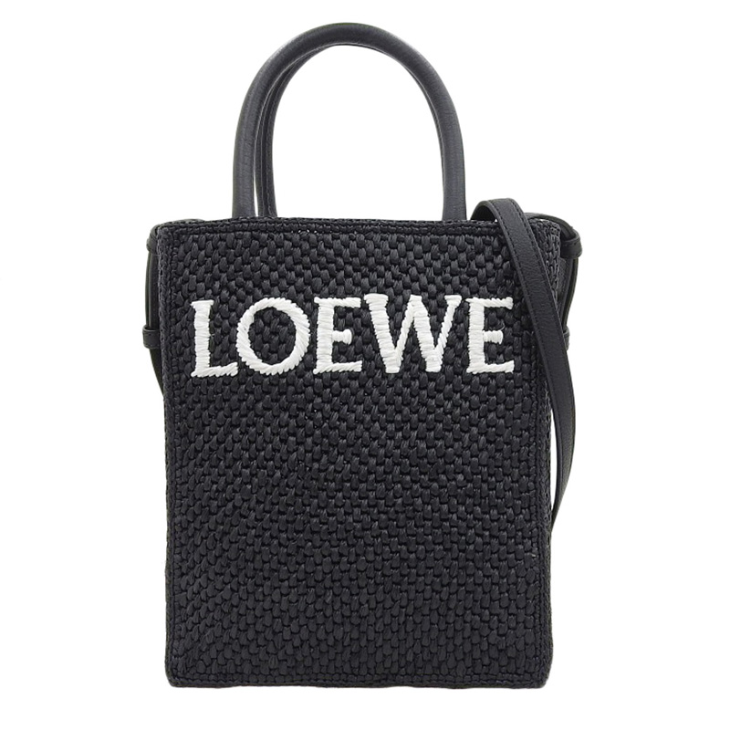 http://ロエベ%20LOEWE%20スタンダード%20A5トート%202WAY%20ハンドバッグ%20ショルダーバッグ%20ラフィア/レザー%20ブラック%20A563S30X09%20中古%20OB2183