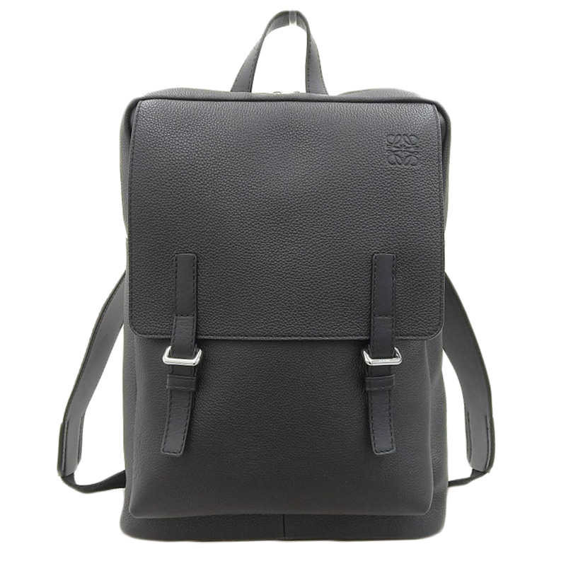 ロエベ LOEWE ミリタリーバックパック バックパック リュックサック レザー ブラック B553J18X03 中古 OB2188