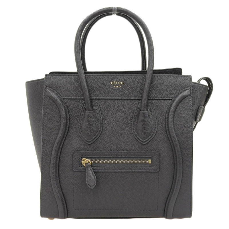http://セリーヌ%20CELINE%20ラゲージ%20マイクロショッパー%20ハンドバッグ%20レザー%20ダークブラウン%20中古%20OB2189