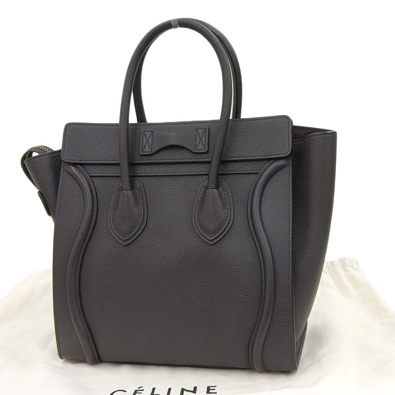 http://セリーヌ%20CELINE%20ラゲージ%20マイクロショッパー%20ハンドバッグ%20レザー%20ダークブラウン%20中古%20OB2189