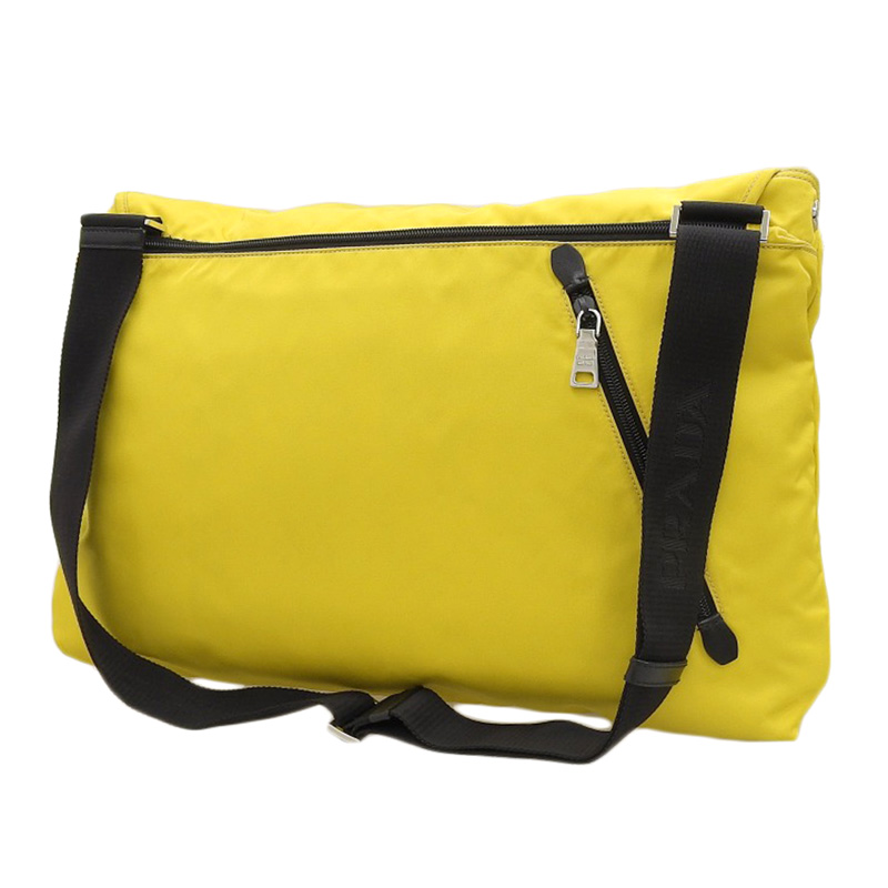 http://プラダ%20PRADA%20ショルダーバッグ%20斜め掛けショルダー%20ナイロン/レザー%20イエロー/ブラック%20中古%20OB2194