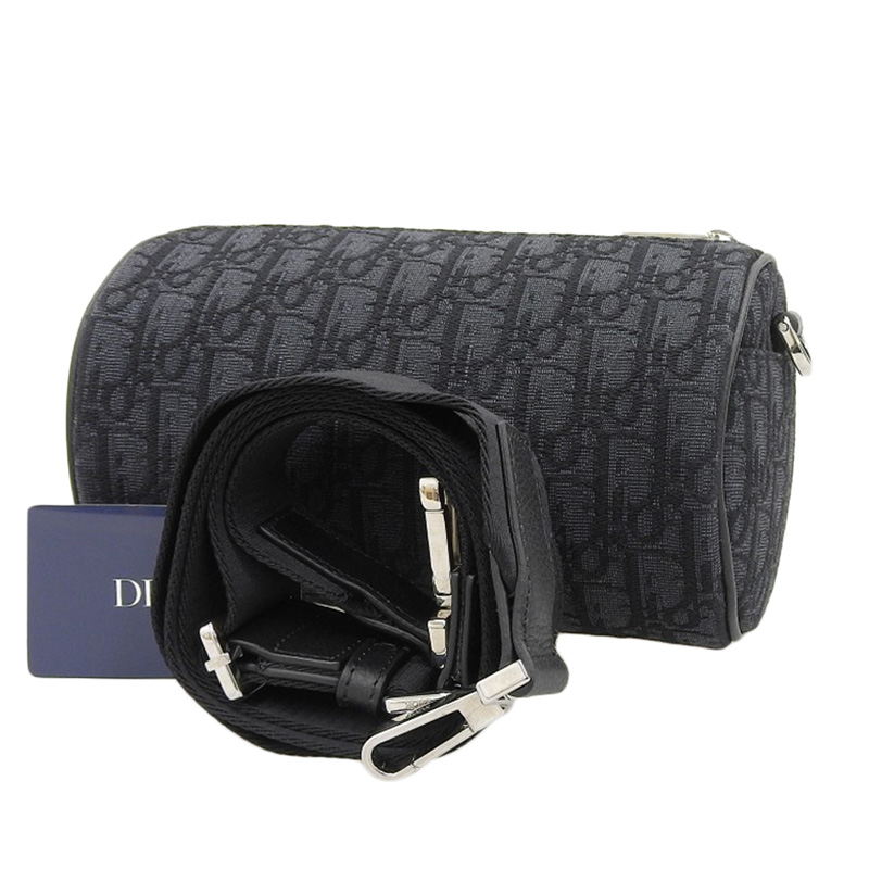 http://ディオール%20CHRISTIAN%20DIOR%20オブリーク%20ショルダーバッグ%20オブリークキャンバス/レザー%20ブラック%201ROPO61YKY%20中古%20OB2198