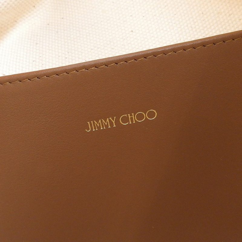 http://ジミーチュウ%20JIMMY%20CHOO%20ロゴ%20トートバッグ%20キャンバス/レザー%20ナチュラル/タン%20中古%20OB2204
