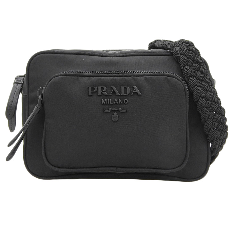 プラダ PRADA ショルダーバッグ ナイロン/レザー ブラック 1BH107 中古 OB2207