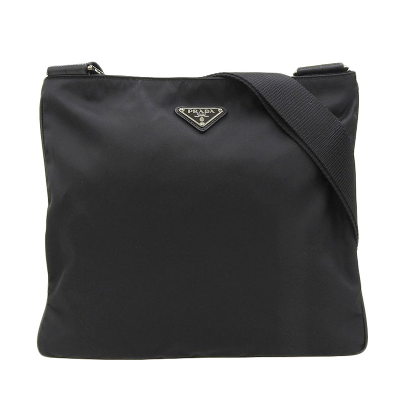 プラダ PRADA ショルダーバッグ 斜め掛けショルダー テスート ナイロン/レザー ブラック VA0053 中古 OB2209