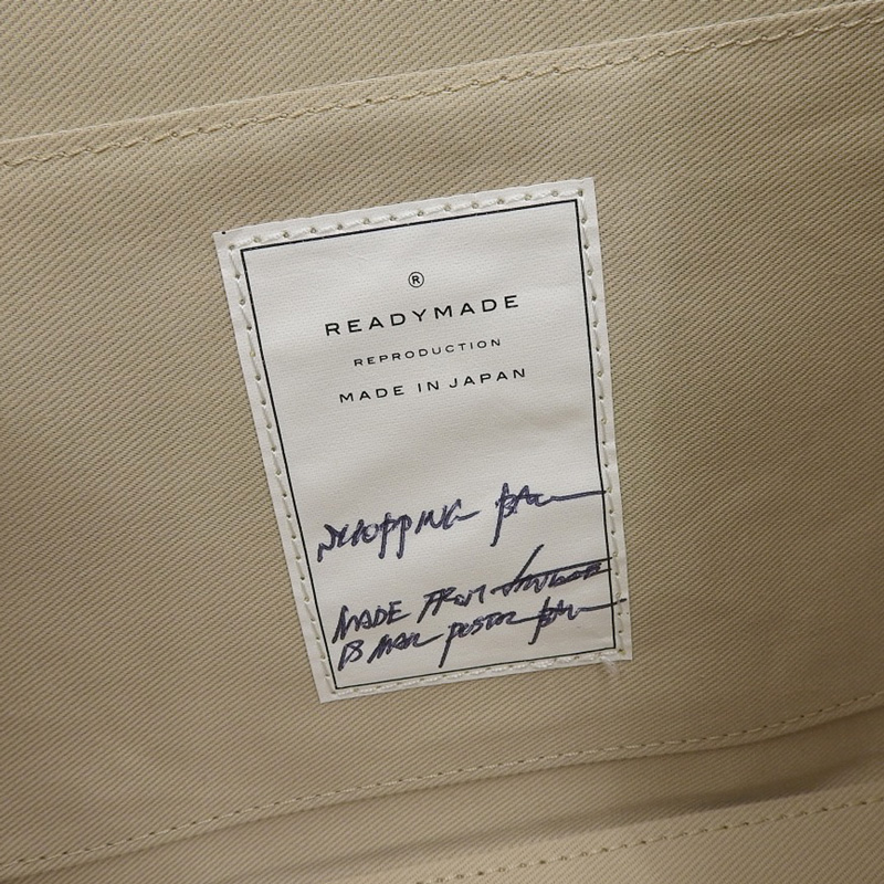 http://レディメイド%20READYMADE%20ハンドバッグ%20キャンバス/レザー%20グレー系%20美品%20OB2211