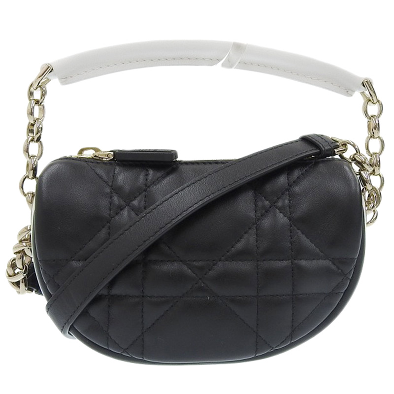 ディオール CHRISTIAN DIOR ヴァイブ マイクロ カナージュ 2WAYバッグ ショルダーバッグ レザー ブラック S7200ONOA 美品 OB2212